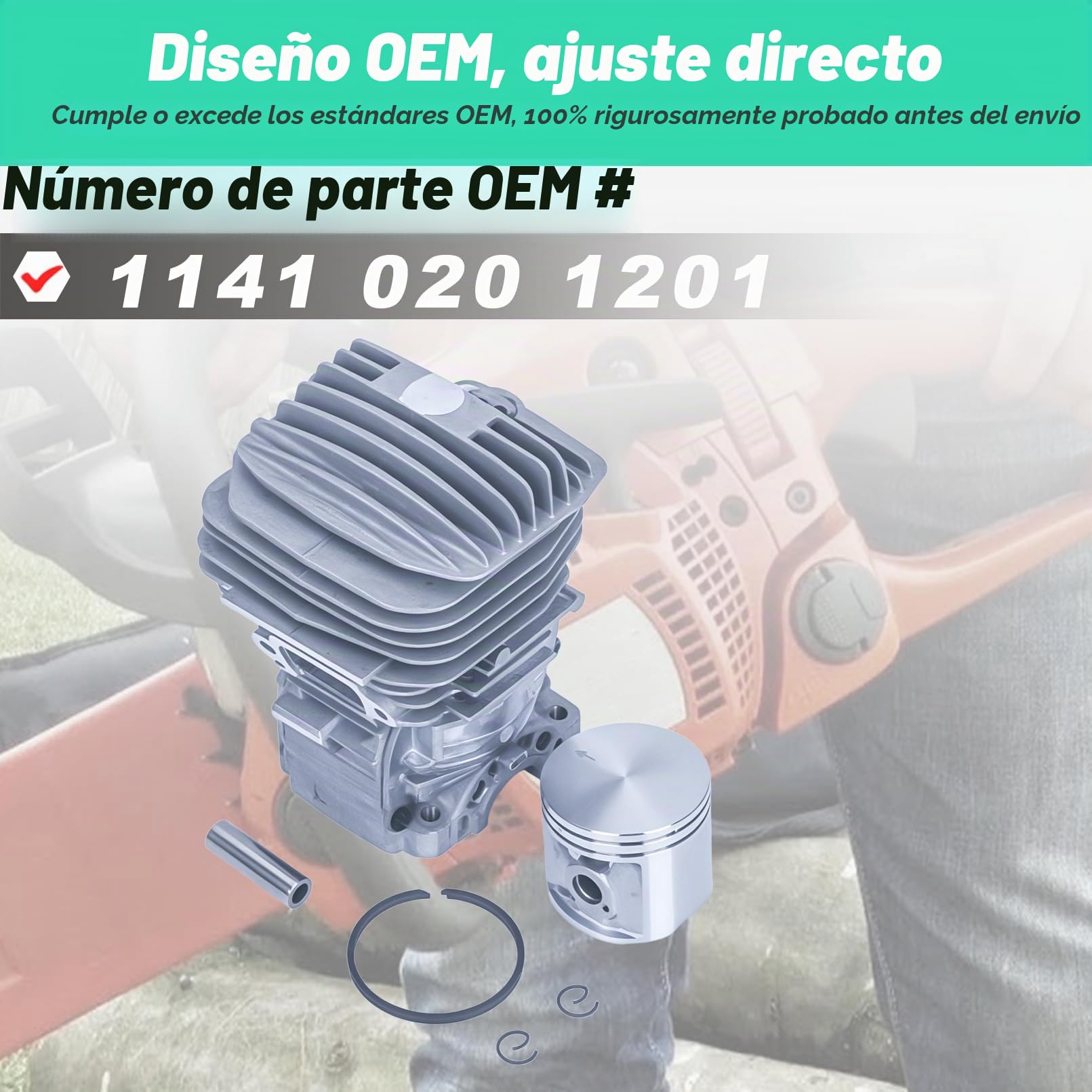 Pistón y cilindro para Stihl MS291 MS 291, ADEFOL 47mm Cilindro Pistón Kit Motosierra Piezas del motor 1141 020 1201