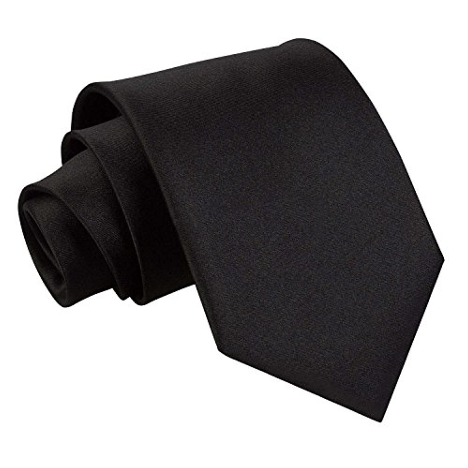 DQT Mens Plain Satin Tie – Wedding, Business & Formal Necktie - Black Classic 9cm