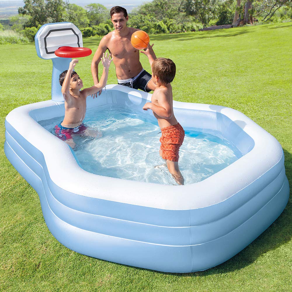 INTEX - Piscina infantil INTEX con canasta de basket y pelota (57183)
