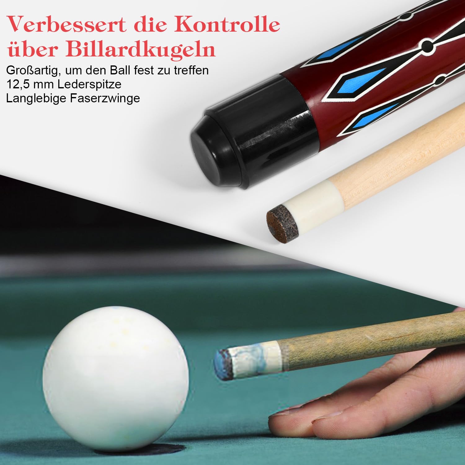 Billard Queue Satz 2 Pool Queues, Pool 58" Queue Stöcke,Billardqueue Pool Cues für Billard Enthusiasten