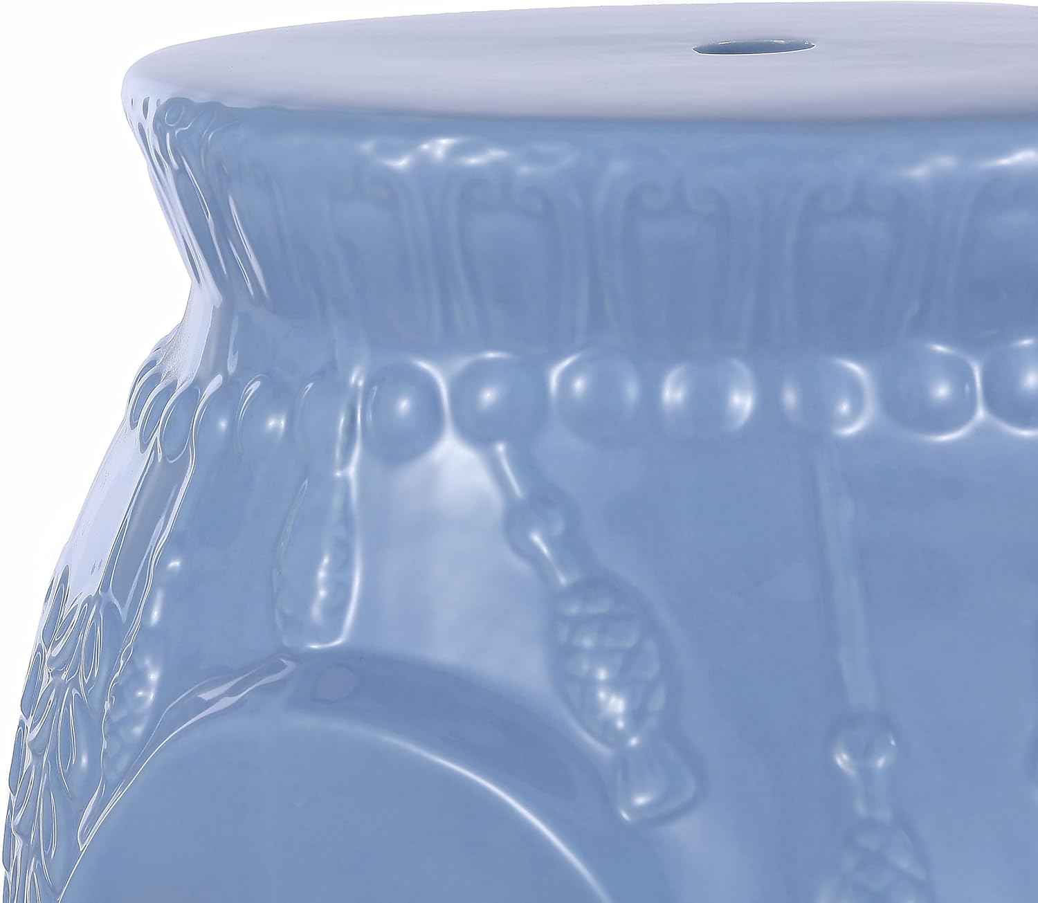 Eyely LBT1026B Martha 18.5" Modern Bohemian Elephant Ceramic Garden Stool, Blue