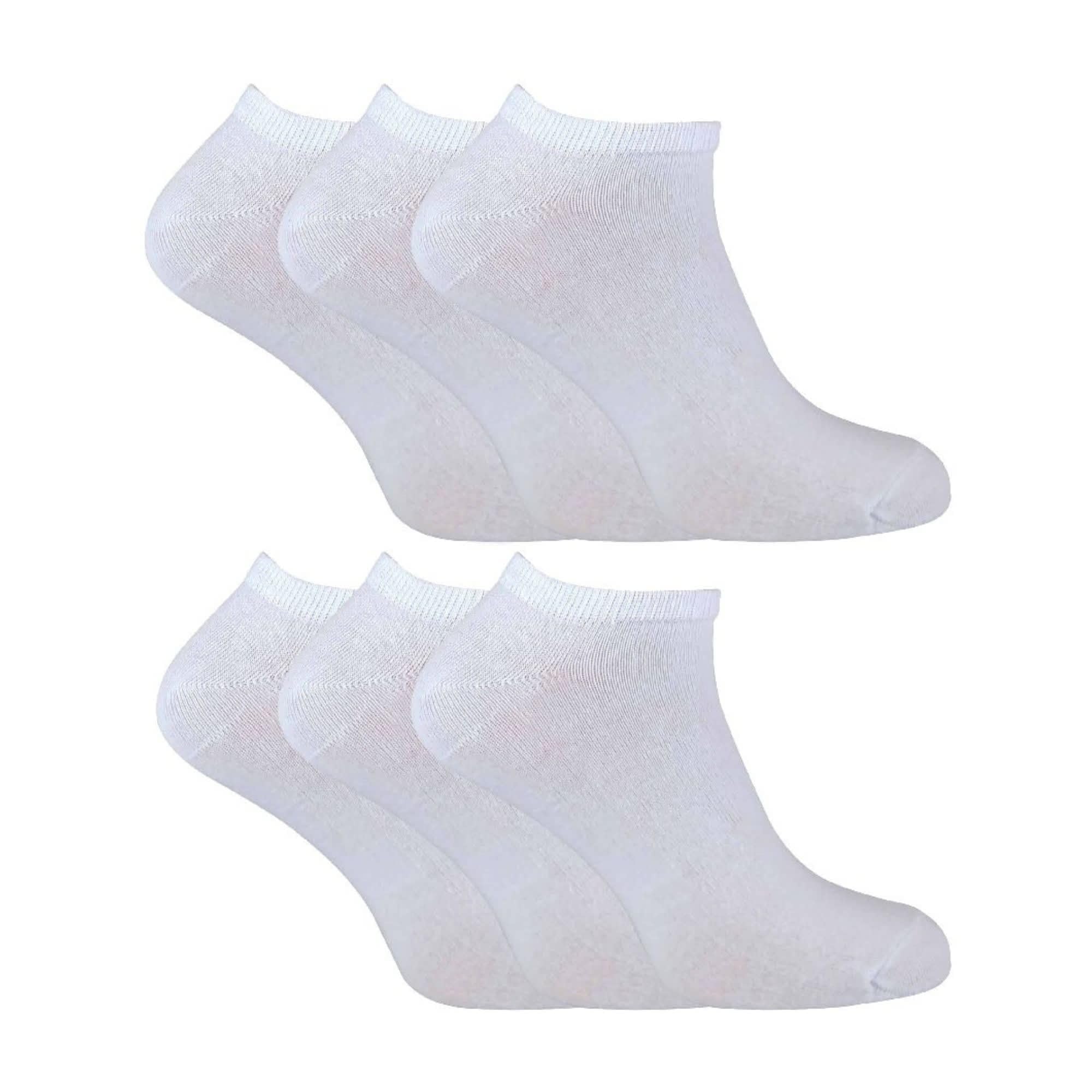 Sock Snob - 6 Pack Mens Cotton Ankle Low Cut Short Quarter Gym/Trainer Socks (12-14 UK, White)