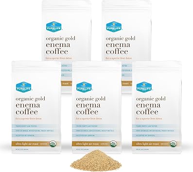 Purelife Enema Coffee- Lab Tested - Pure and Powerful Detox - 5 Lbs. - Organic Ultra Light Gold Enema Coffee- Air Roasted Ground- Lab Tested Mold, Fungus & Mycotoxin Free - Gerson Accepted