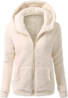 Womens Winter Coats Plus Size Casual Fall Hoodie Sherpa Fuzzy Fleece Hooded Zip Up Jackets Trendy Warm Shaggy Outwear