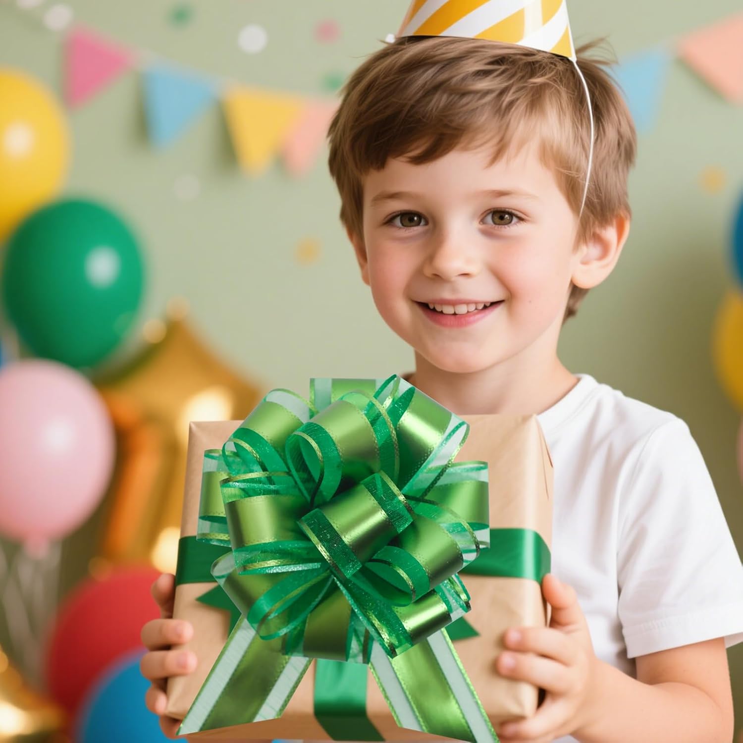 12 Pcs 6 Inch Green Pull Bows, Christmas Bows,Christmas Bows for Gift Wrapping,Perfect for Gift Wrapping, Weddings, Party Decorations, Crafts Easy-to-Use Pull Bows for Gifts and Events - Image 6