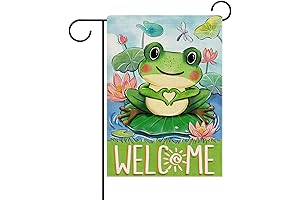 Welcome Spring Summer Frog Garden Flag
