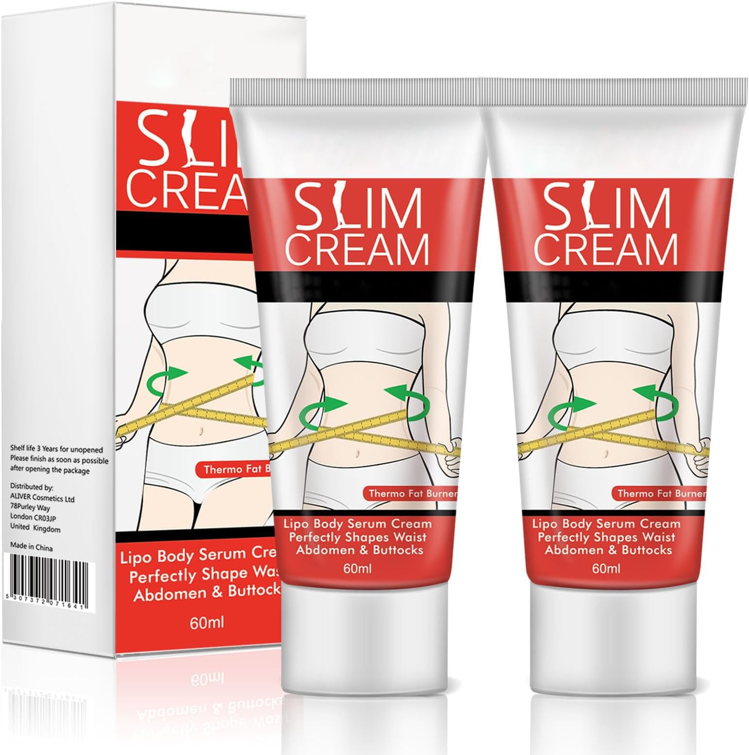 2 Pack Hot Cream, Slimming Fat Burning Cream for Belly, Waist, & Buttocks. That Burns Moisturizing Firming - Goodbye Cellulite Women/Men Weight Loss, 60.0 milliliters