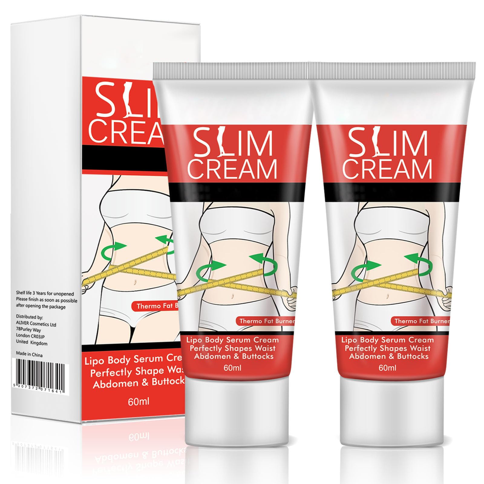 2 Pack Hot Cream, Slimming Fat Burning Cream for Belly, Waist, & Buttocks. That Burns Moisturizing Firming - Goodbye Cellulite Women/Men Weight Loss, 60.0 milliliters