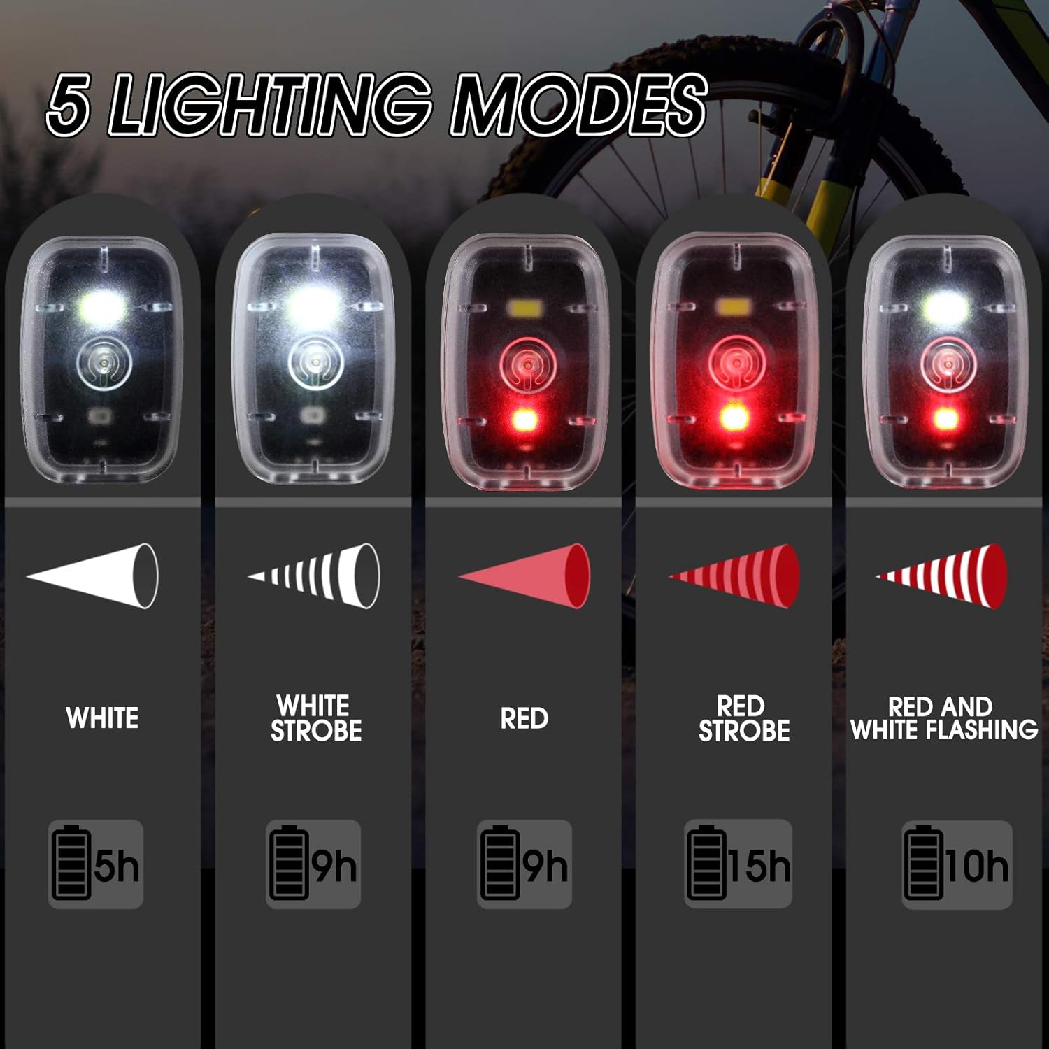 Mudder Running Lights for Runners Rechargeable LED Safety Lamps USB Rechargeable Clip on Strobe Bicycle Tail Lamps with 5 Modes Flashing Bike Lights for Night Riding Walking Hiking Pet Dog