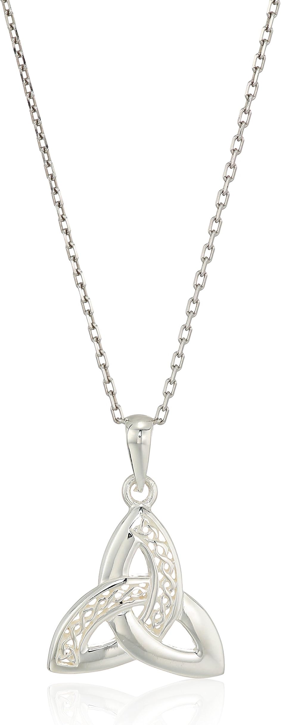 Solvar Celtic Weave & Trinity Knot Necklace Silver Irish Made