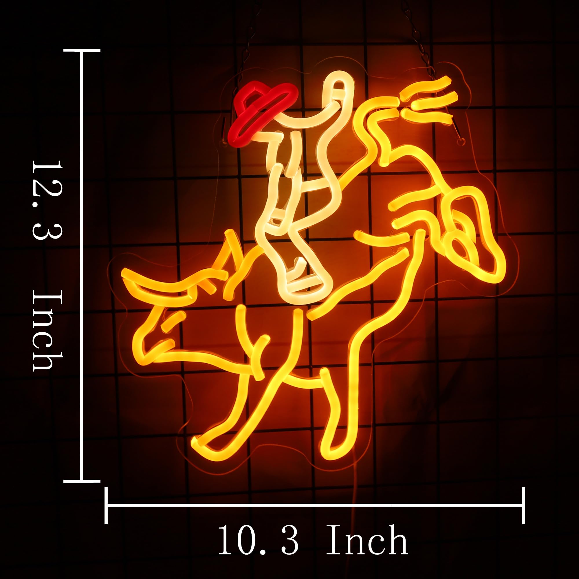 Panneau néon Rodéo Cowboy Rides Bull Riding - Panneau lumineux Western Man Rides - Décoration murale - Cadeau pour homme