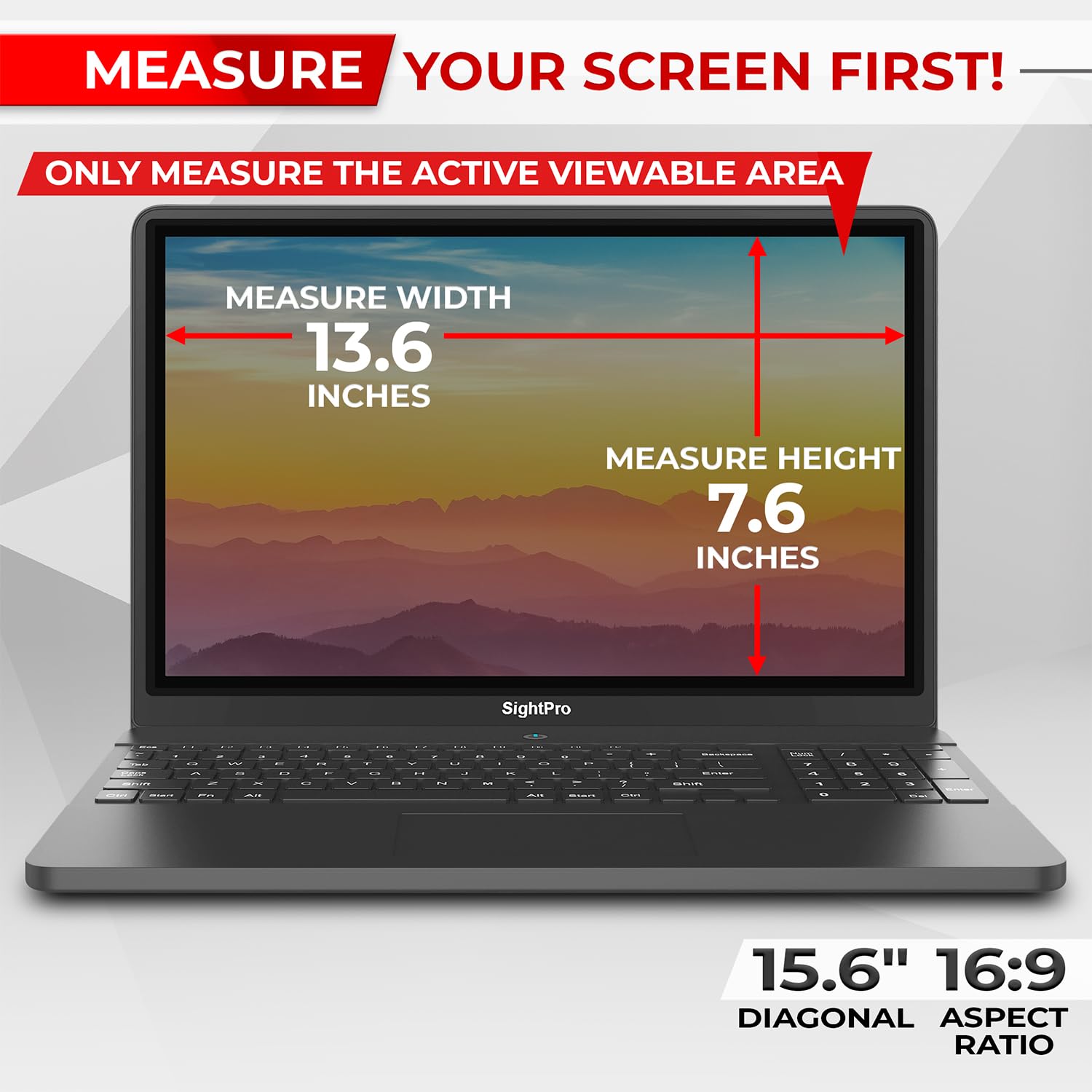 SightPro Magnetic Laptop Privacy Screen 15.6 Inch 16:9 - Removable Computer Privacy Filter Shield and Protector