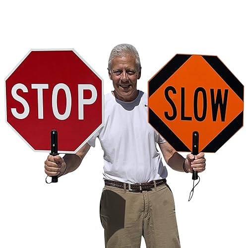 SmartSign "Stop - Slow" Double Sided Paddle | 18" 3M
