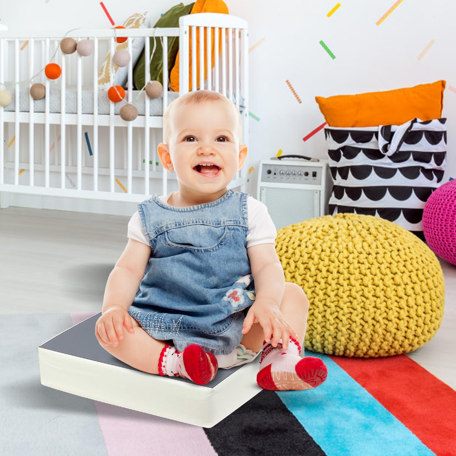 Rehausseur Enfant, Coussin Rehausseur Chaise, Portable Réhausseur Coussin De Siège Pour Repas Voyage De Bébé Bambin Tout-Petit (32*32*8cm,Gris)