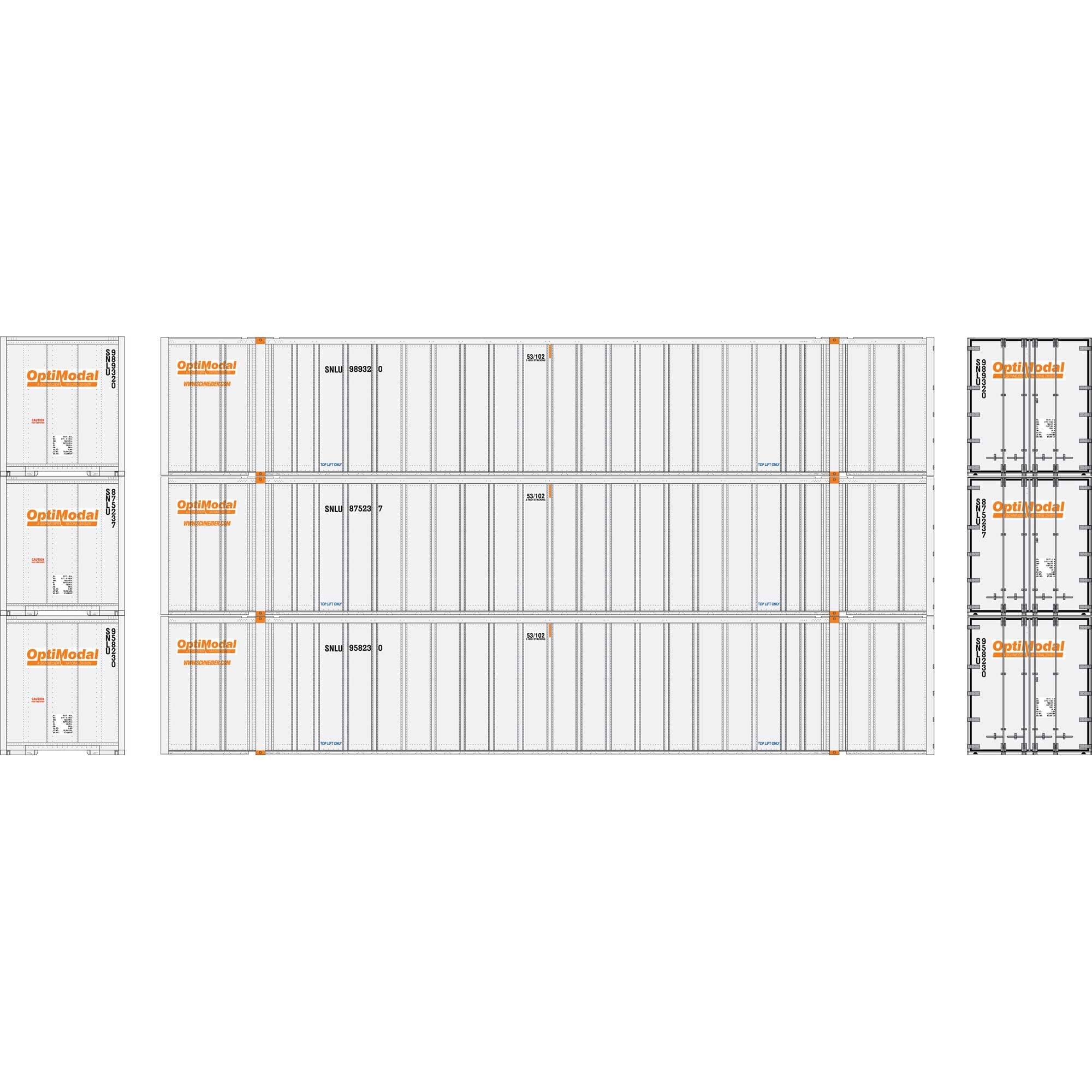 Athearn HO RTR 53' Stoughton Containers Optimodal # 1 3 ATH40130 HO Vehicles