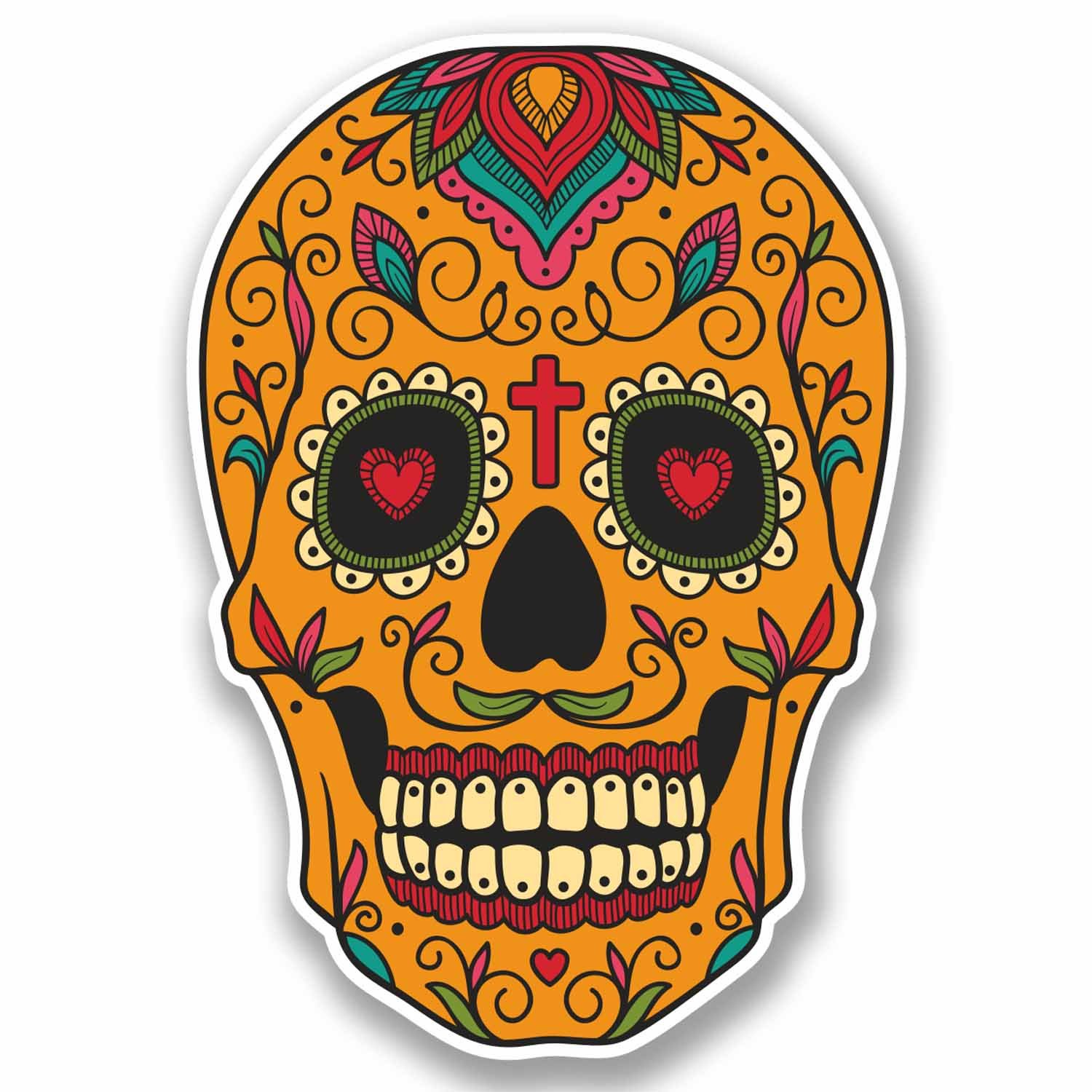 Destinationvinyl Girls Multi 2 X 10Cm Sugar Skull Vinyl Sticker Decal Laptop Car Bike Helmet #9724 (7Cm Wide X 10Cm Tall)
