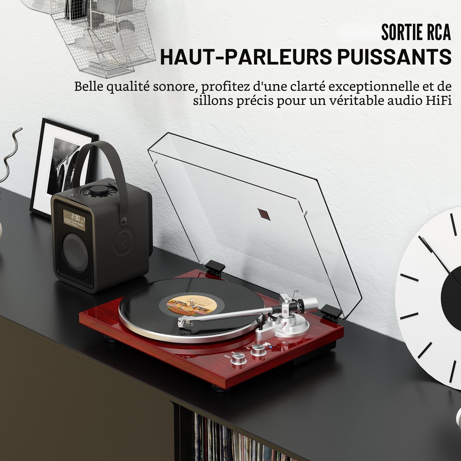 Platine Vinyle Bluetooth à entraînement par Courroie, Sortie numérique USB, Cartouche magnétique, Vinyle numérique vers MP3, AT-3600L, 33 ou 45 TR/Min, Rouge