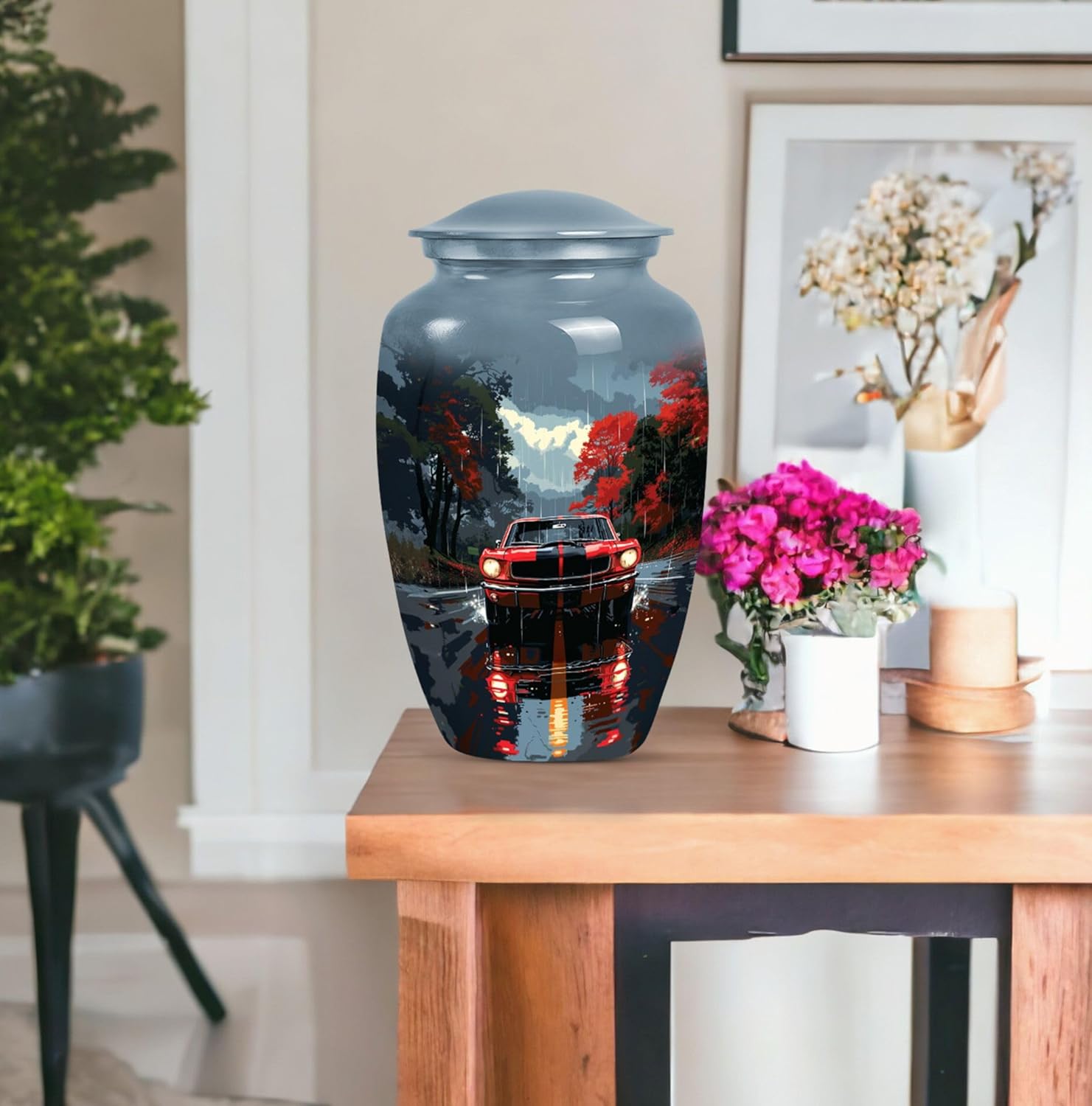 Golden Era Glow Classic Car Urn for Ashes Adult Male - Decorative Cremation Urns for Human Ashes - Unique Memorial Urns for Burial - Funeral Urns for Ashes Adult Female - Large Ash Urn 10inch