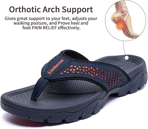 Miniatura 3 de Limberun Sandalias ortopédicas cómodas para hombre, con soporte de arco, puntera abierta, correas atléticas, senderismo, deporte, verano, playa