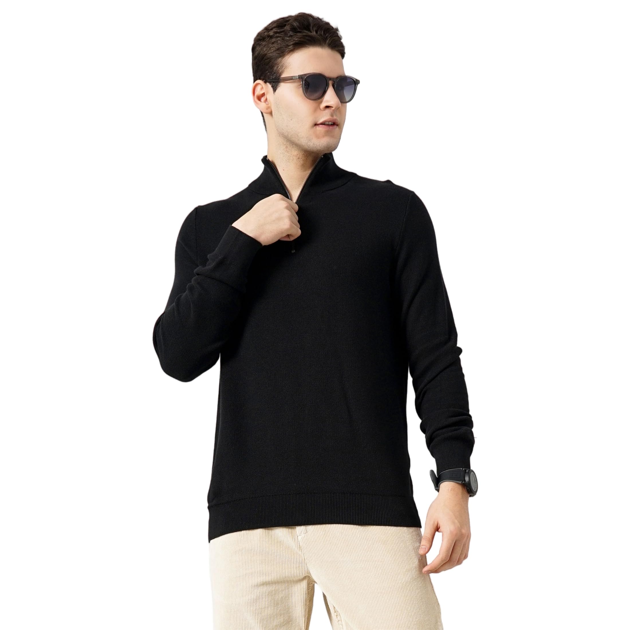 Celio Uomini Solido Off-White Regolare Maglione