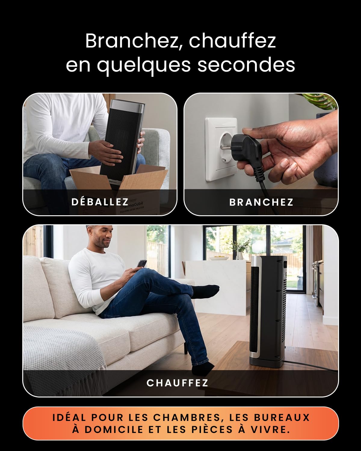 Pro Breeze Thermacube Chauffage d'Appoint 2000W Céramique Soufflant Oscillant - Radiateur Électrique Mobile avec Mode Ventilateur, Thermostat Éco, Télécommande et Écran Tactile pour Chambre