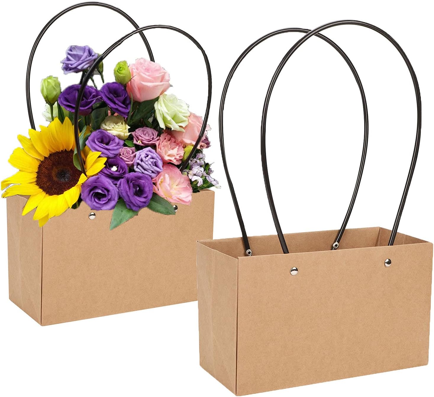 Flower Bouquet Gift Bags Florist Bags Paper Gift Bags Chocolate Bouquet Gift Bags Waterproof Flower Carrier Bags with Handle Gift Boxes for Wedding Party Birthday Valentines Gift Bag