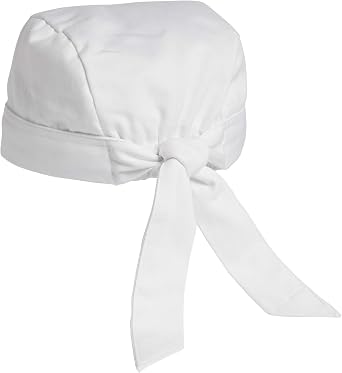 Uncommon Threads Elastic Back Skull Cap Chef Hat with Ties