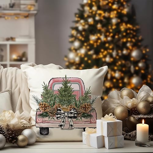 Miniatura 3 de Juego de 4 fundas de almohada decorativas de 18 x 18 pulgadas con diseño de árbol de Navidad con diseño de árbol de Navidad, decoración de casa de