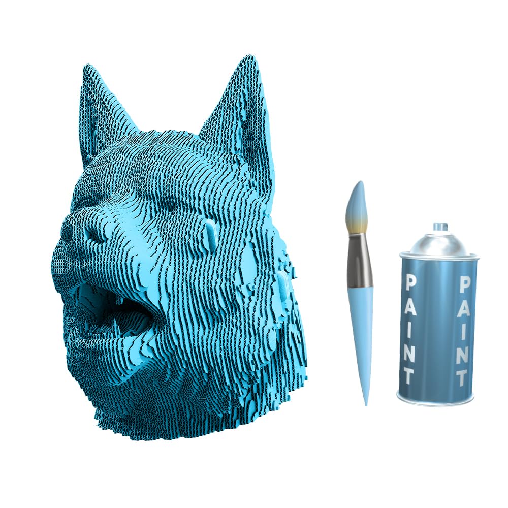 Loup Puzzle 3D en Carton – Maquette à Monter | 79 Pièces, 18 × 18 × 12 cm – Kit Sculpture DIY à Peindre, Matériaux Recyclés, Ados & Adultes, Idée Cadeau Déco