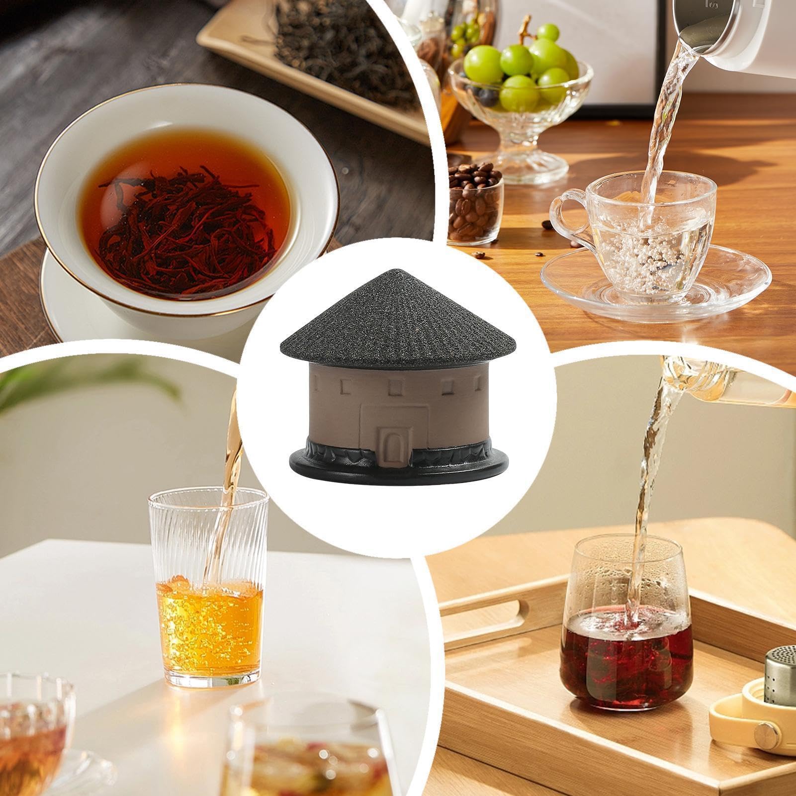 Colador de té – Casa divertida microporosa de cerámica – Pequeño colador de té suelto infusor – para el hogar, cocina, apartamento, dormitorio, restaurante, comercial, camping, picnic, viajes al aire