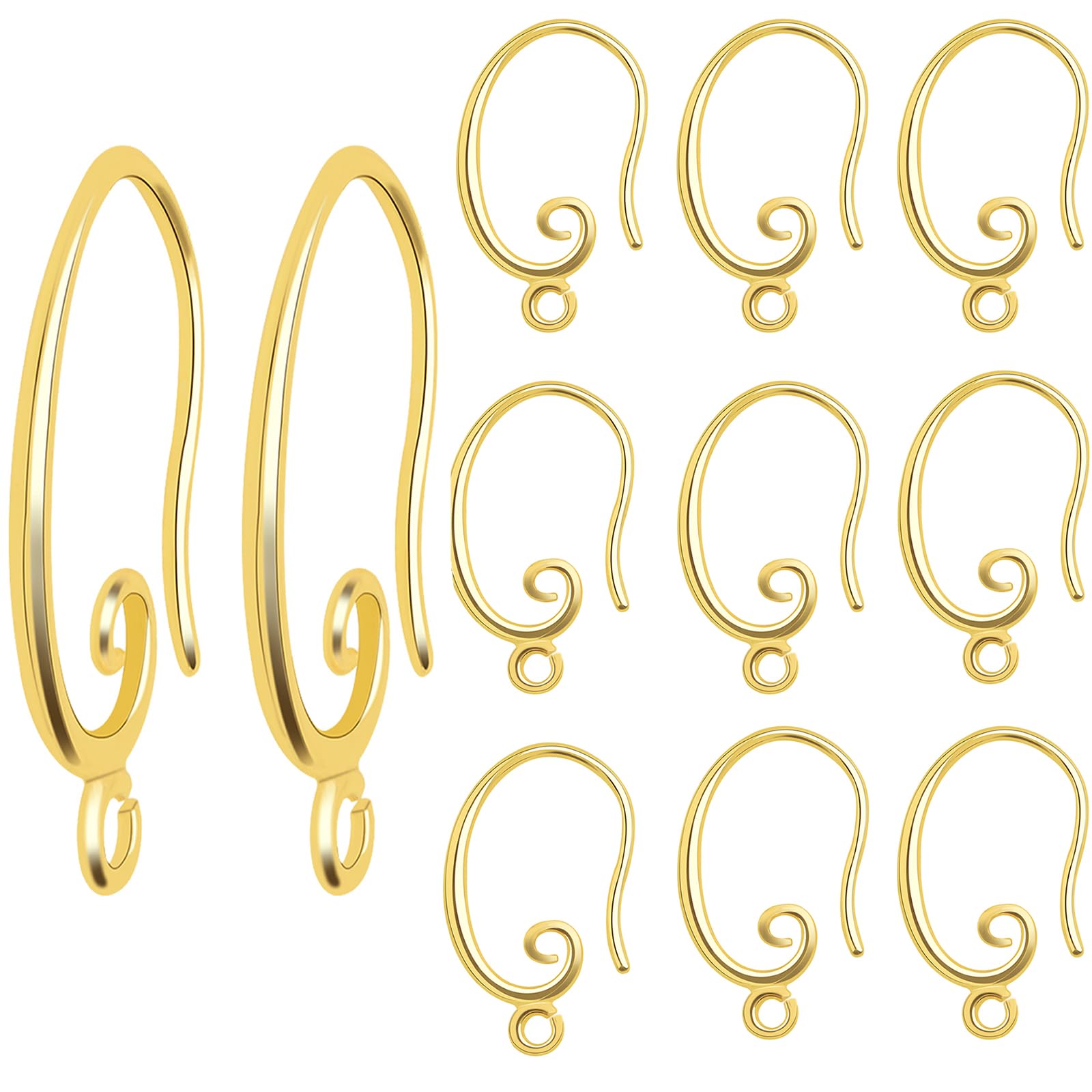 JMKTOOL 10pcs 18K Real Golden Plated Earring Hooks Hypoallergenic Brass V Shape Ear Wires Hooks with Loop Earring Findings for DIY Dangle Earrings Jewelry Craft Making