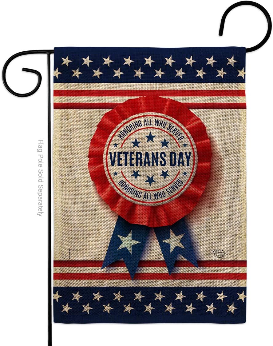 Veterans Day Burlap Garden Flag Armed Forces All Branches Support Honor United State American Military Veteran Small Decorative Gift Yard House Banner Double-Sided Made In USA 13 X 18.5