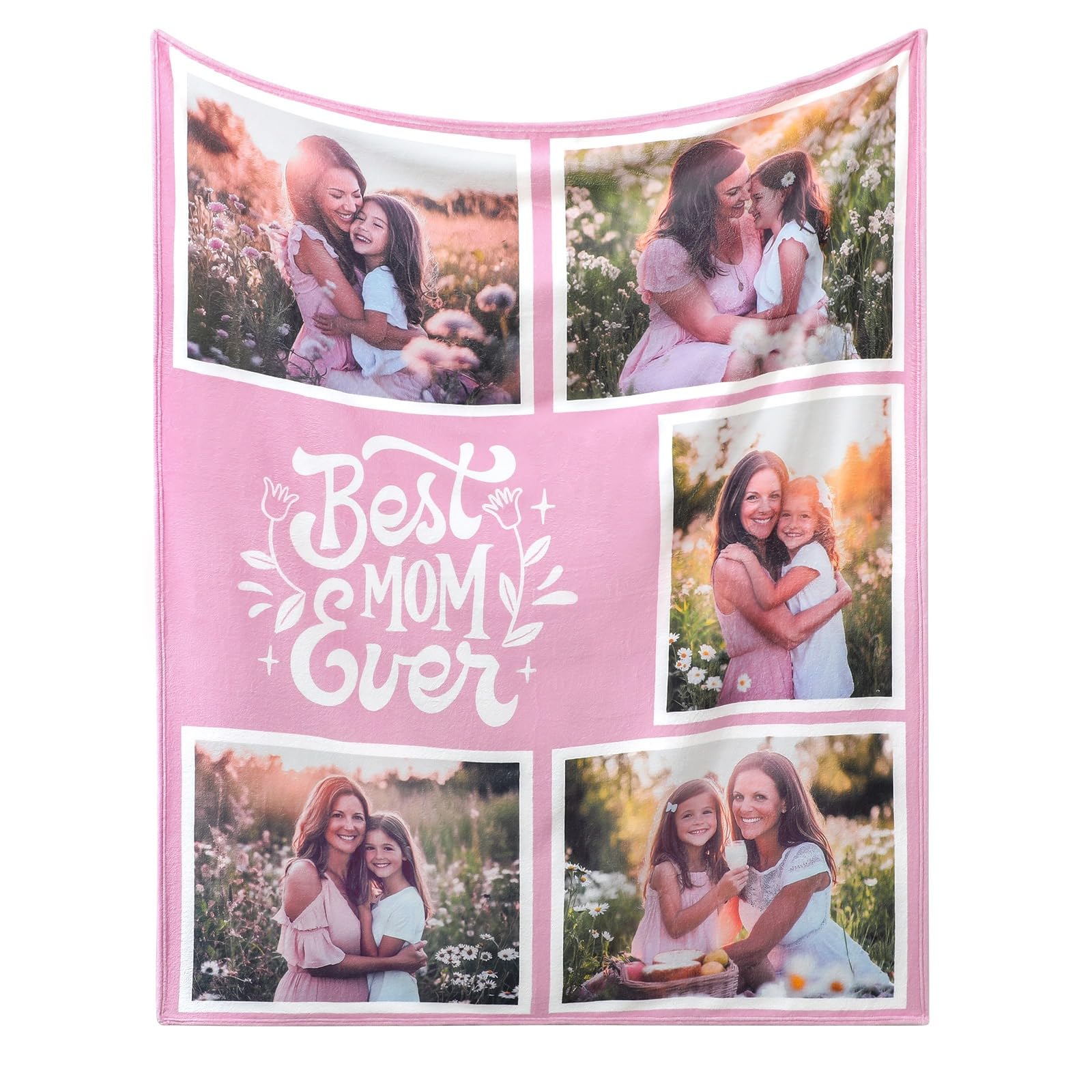 Urijk Personalised Photo Blanket - Customised Flannel Blanket For Mum, Kids - Heartfelt Gift For Mother's Day