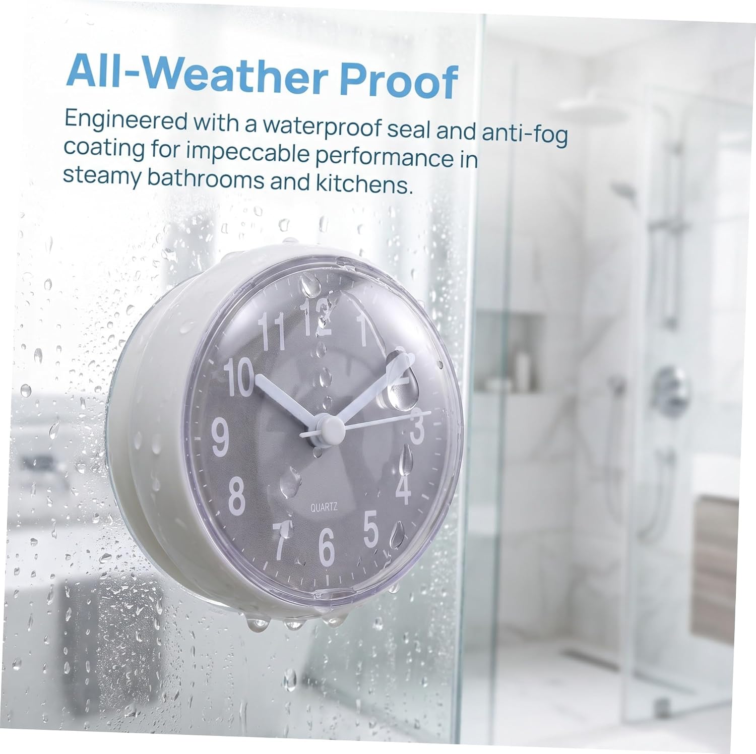 Zerodeko Waterproof Shower Clock 3.2 Inch Round PVC with Suction Cup