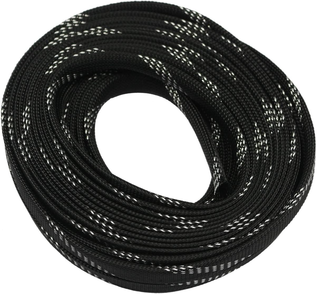 30ft PET Expandable Sleeving Wire Cable Sleeve (3/5", Silver&Black)