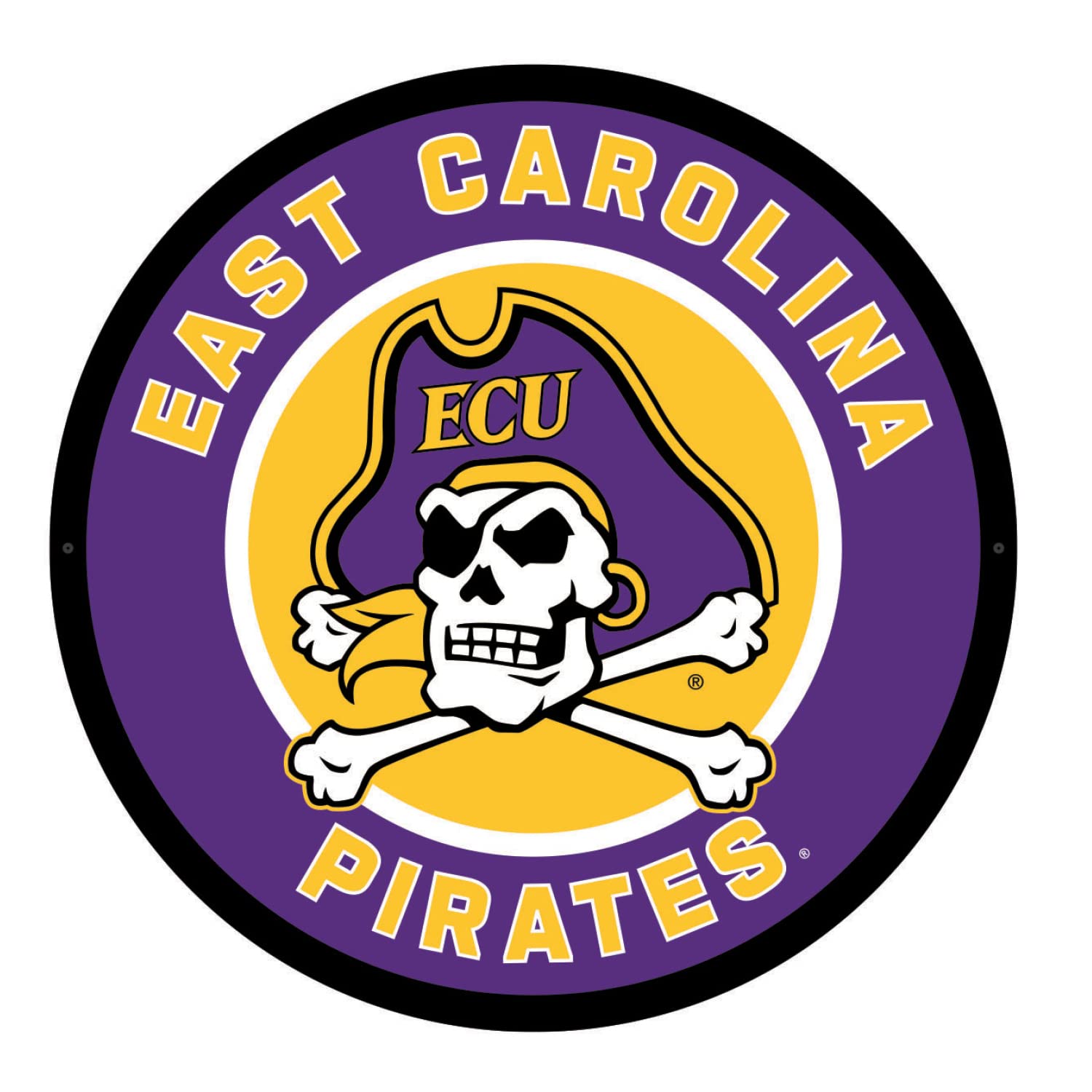 Team Sports America Evergreen NCAA East Carolina University | Ultra-Thin LED Light Wall Sign Decor | 23 Inch Round | Made in the USA