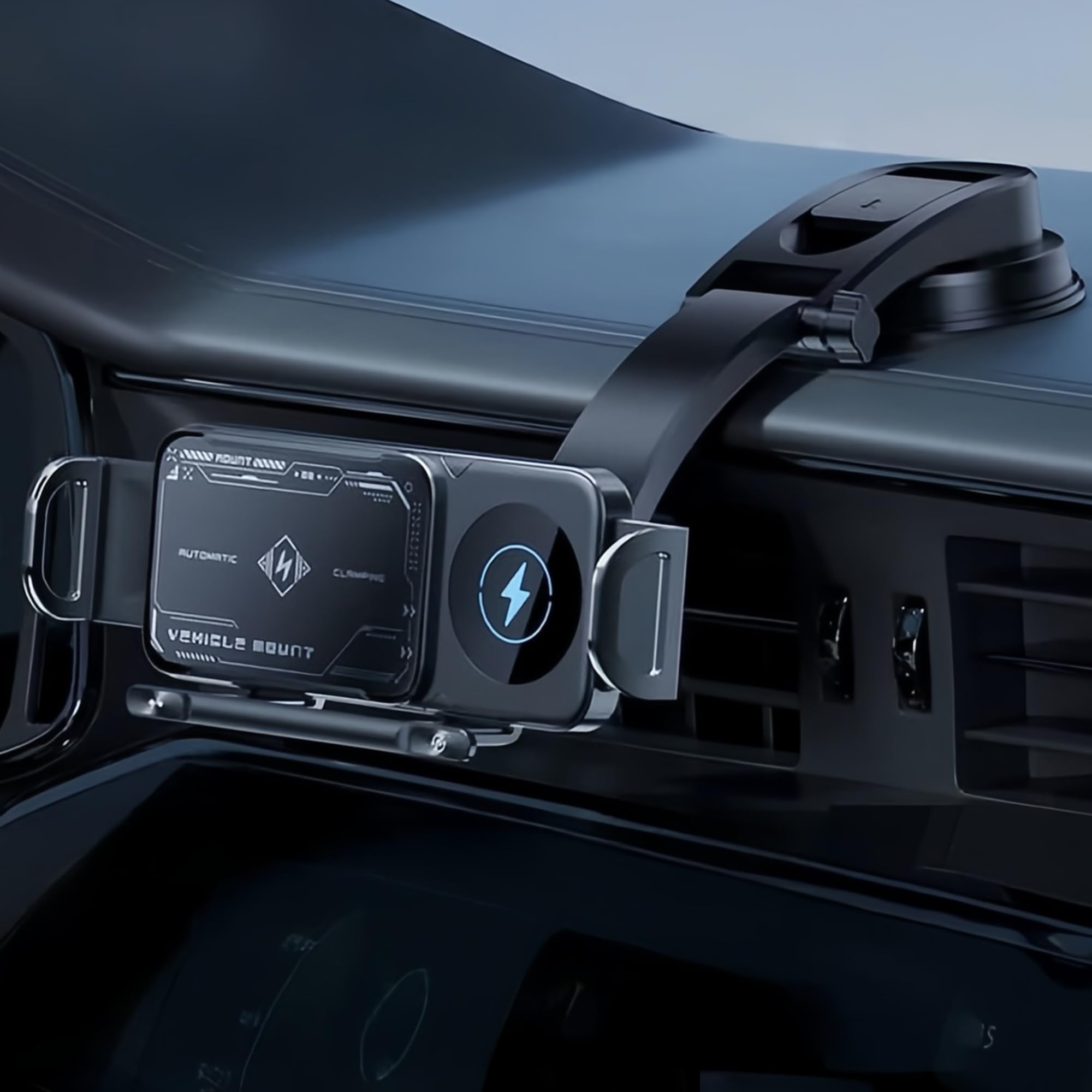 chubbycable ChubbyCharge 15W Wireless Charging Car Mount for Phones 90 Auto Rotation Stable Adjustable Air Vent Cell Phone