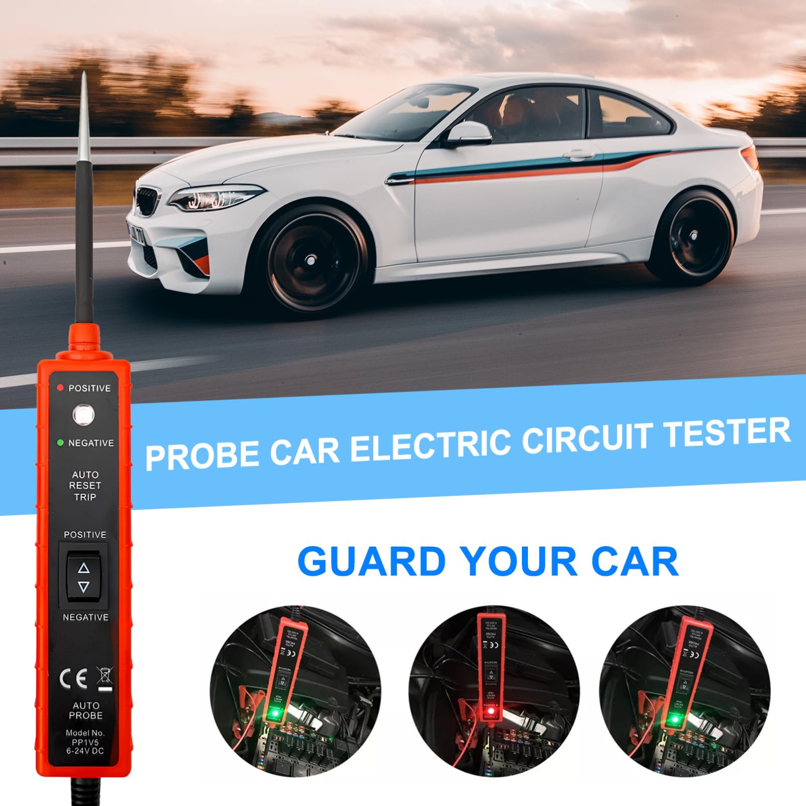 Tester Circuito Auto Em285 Zk-103 in Plastico e Metallo | Dc 6-24v, per Car e Trailer, Misurazione Tensione, Rileva Massa e Circuiti Aperti o Corto