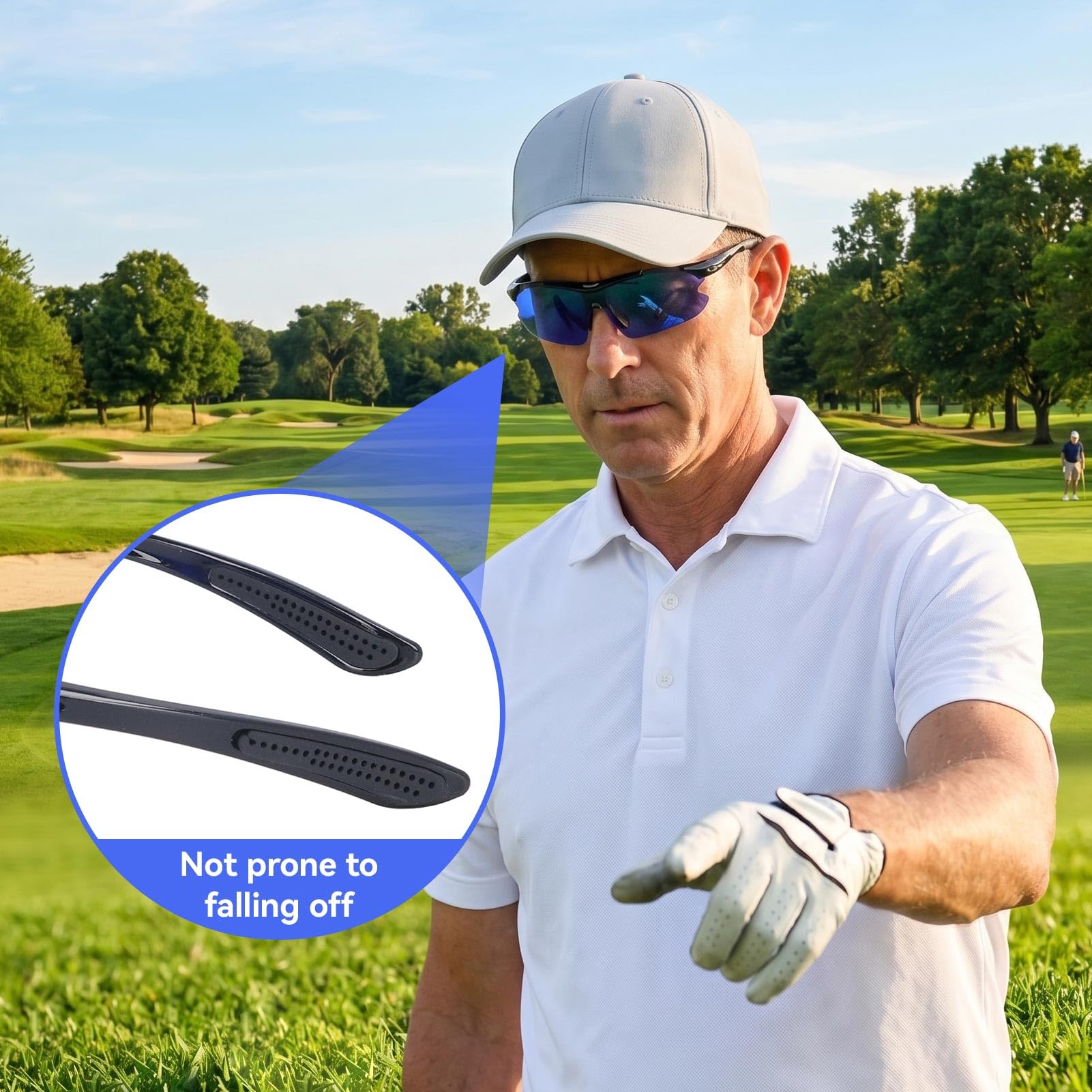 HERCHR Gafas localizadoras de pelotas de golf con lentes azules y bolsa de almacenamiento