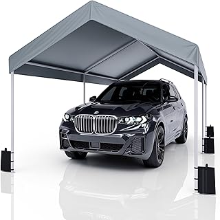 Carport 3x6 Zeltgarage Carport mit Dach, UV-beständig wasserdicht Garagenzelt Unterstand Lagerzelt Weidezelt Garagenüberdachung für Auto, LKW, SUV, Boot, Auto Garage Zelt für Party Garten