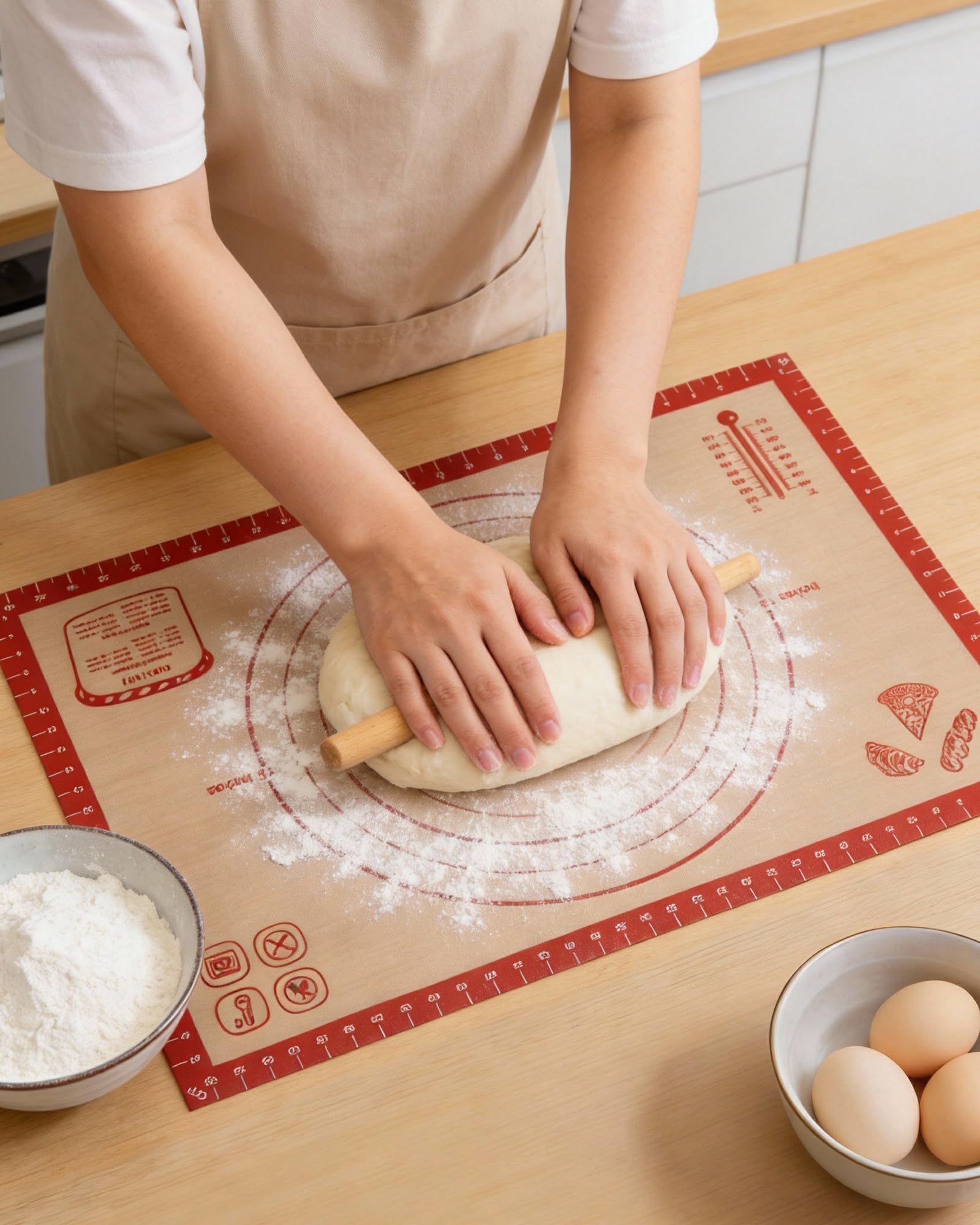 Huglux Non-Slip Silicone Pastry Mat Extra Large with Measurements with Measurements 70 × 50 cm, Extra Large Thick Non-Stick Baking Pastry Mat, Rolling Kneading Mat for Pie/Bread/Pizza/Fondant — image 1