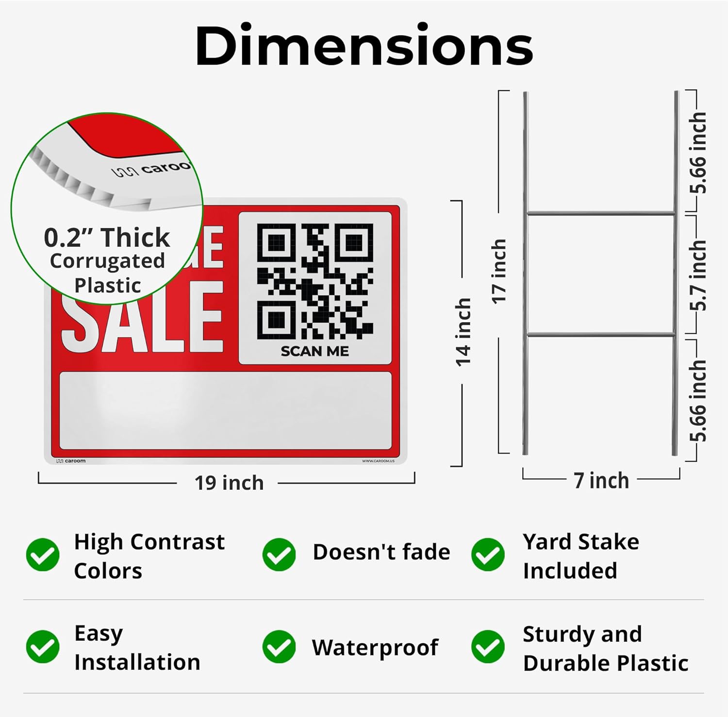 19×14 Garage Sale Sign (3-Pack) - Direct Buyers Easily | Double-Sided, Weatherproof | Corrugated Plastic | Stakes & App Included