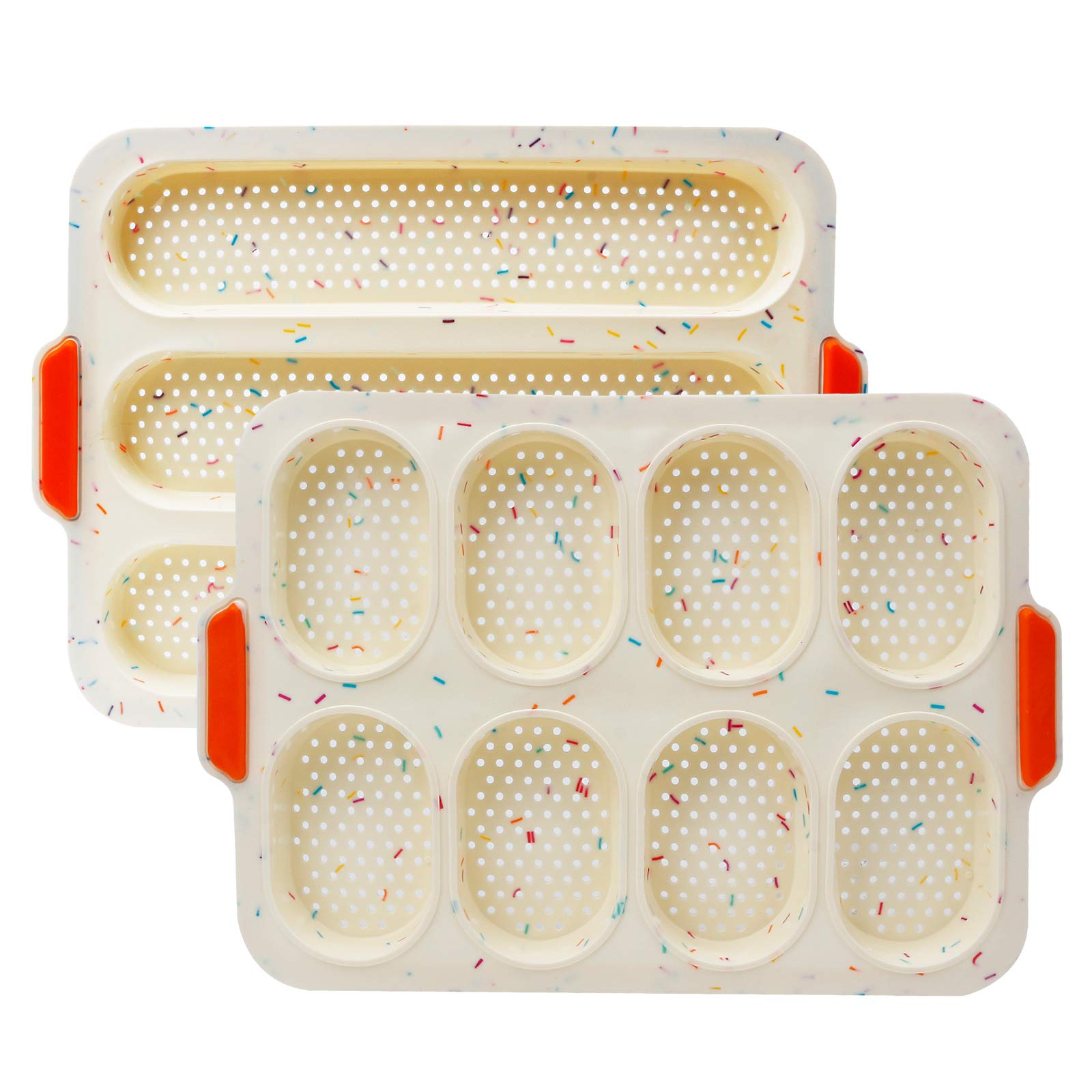 Mini baguette bakplaat, broodjesbakvormen, broodjesbakvorm, anti-aanbaklaag, siliconen bakvorm, broodcrisping tray, siliconen vormen 8 eenheden bakken van non-stick food grade (donkergrijs