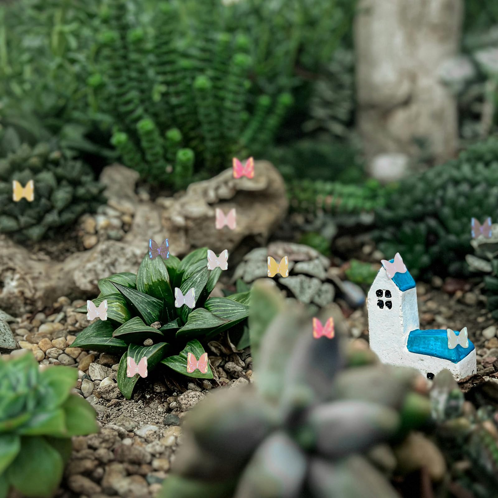 Hebterrka 108 Mini Farfalle In Resina In Miniatura – Decorazioni Colorate Per Diorami, Case Delle Bambole, Giardini Fatati E Artigianato Creativo