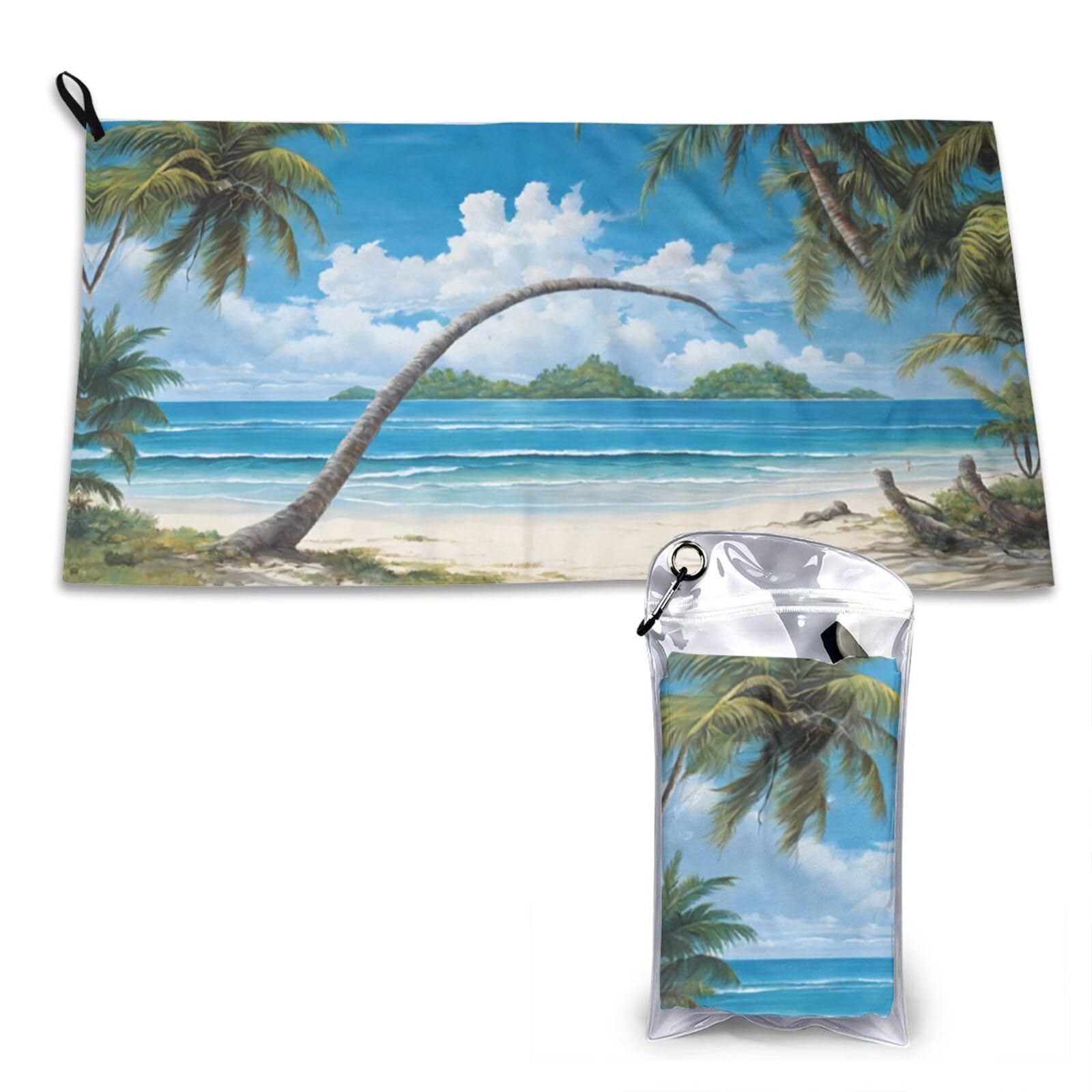 WXWJSHMGC Tropical Palm Tree Hawaii Beach Print Cooling Towel, Gym Towel,Cooling Towels For Neck, Soft Breathable Travel Cool Towel,Sports Towels For Gym,Camping