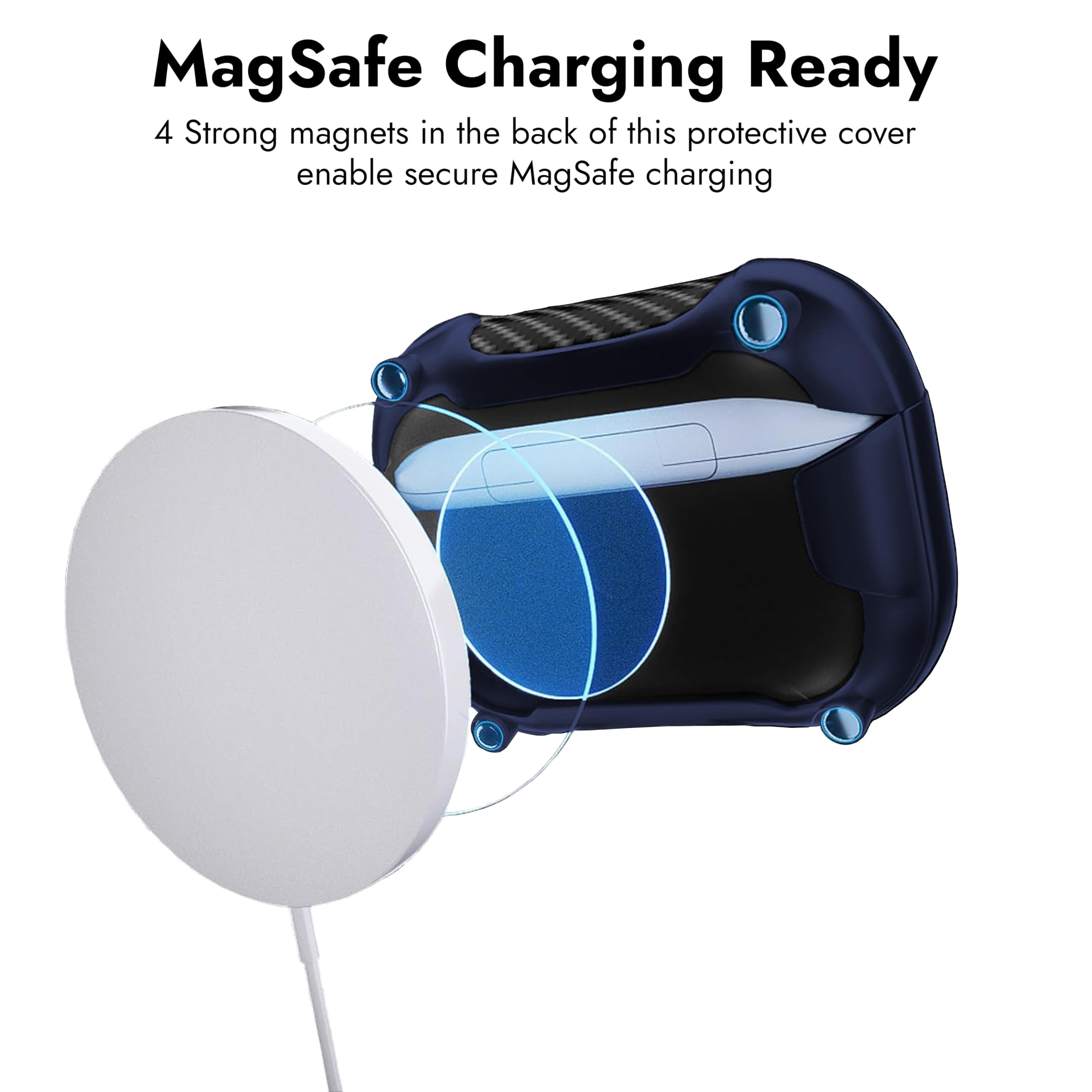 CROSSVOLT Compatible for AirPods Pro 2 Case with Mag-Safe, Wireless Charging, Powerful Drop Protection, TPU, Tough Magnetic Cover for AirPods Pro 1st/2nd Generation (2022/2019)-Blue