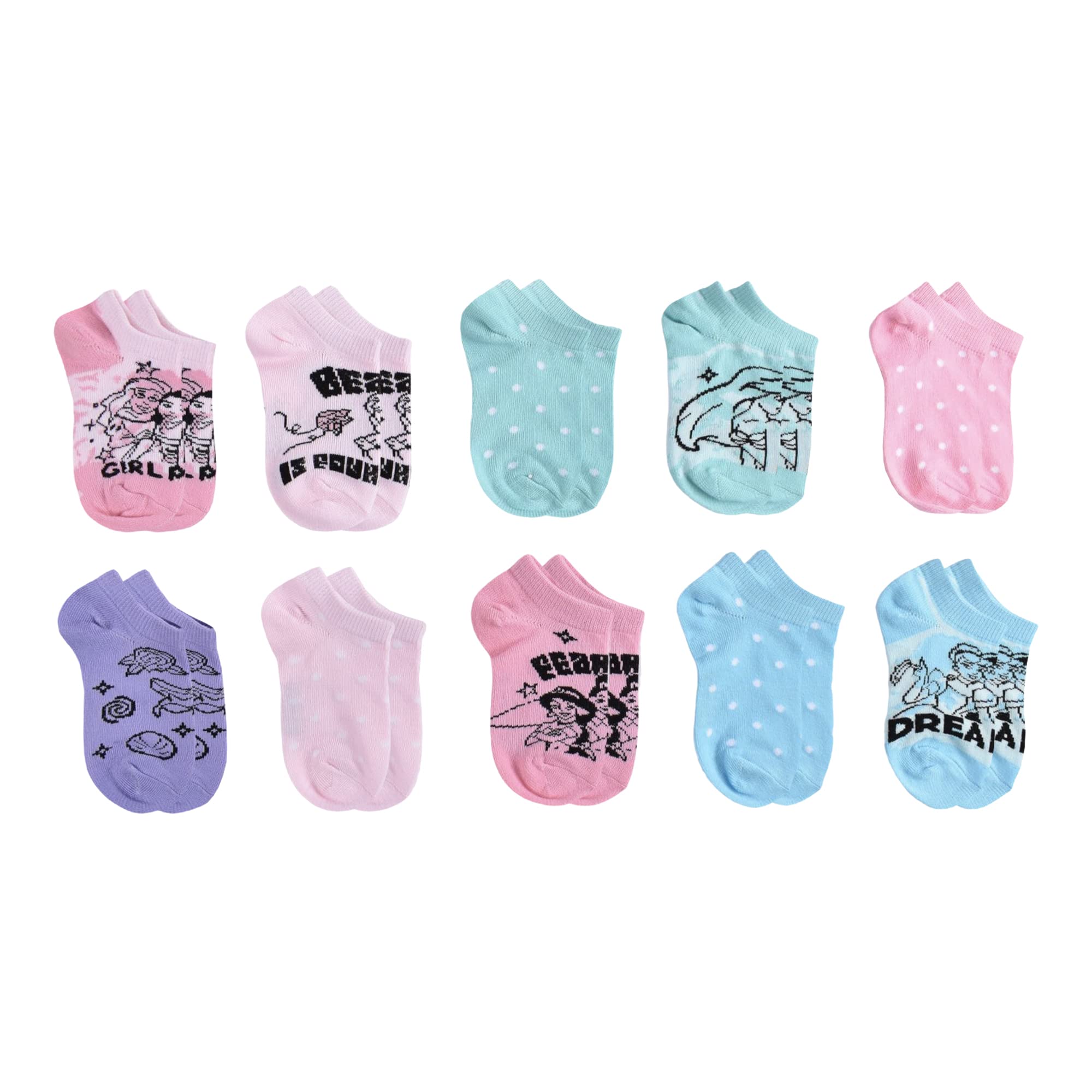 Disney Princess Girls' 10-Pack No Show Socks