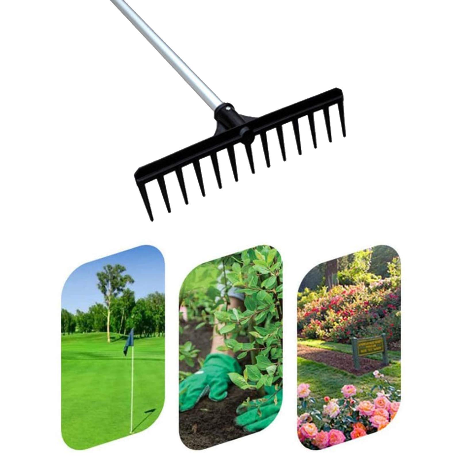 Rastrelli livellatori per prato da giardino e golf, rastrello livellatore con manico in acciaio inossidabile da 43 pollici - Strumento livellatore per terreno e prato resistente per giardino e golf