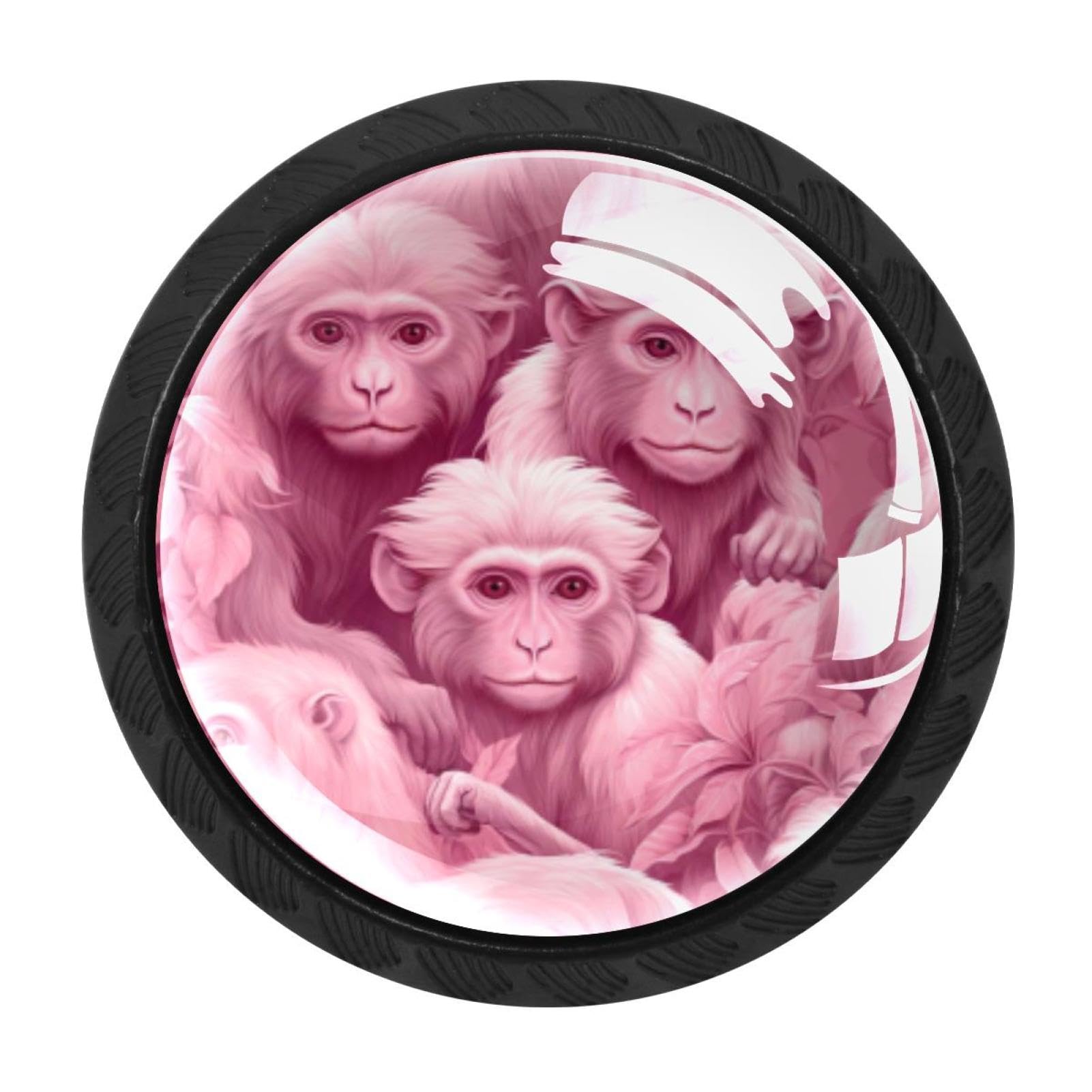 Chenzzzz Multicolored 10 Pink Monkey Orangutan Drawer Knobs Pull Handles 4 Pcs Glass Cabinet Drawer Pulls For Home Kitchen Office Cabinet Cupboard
