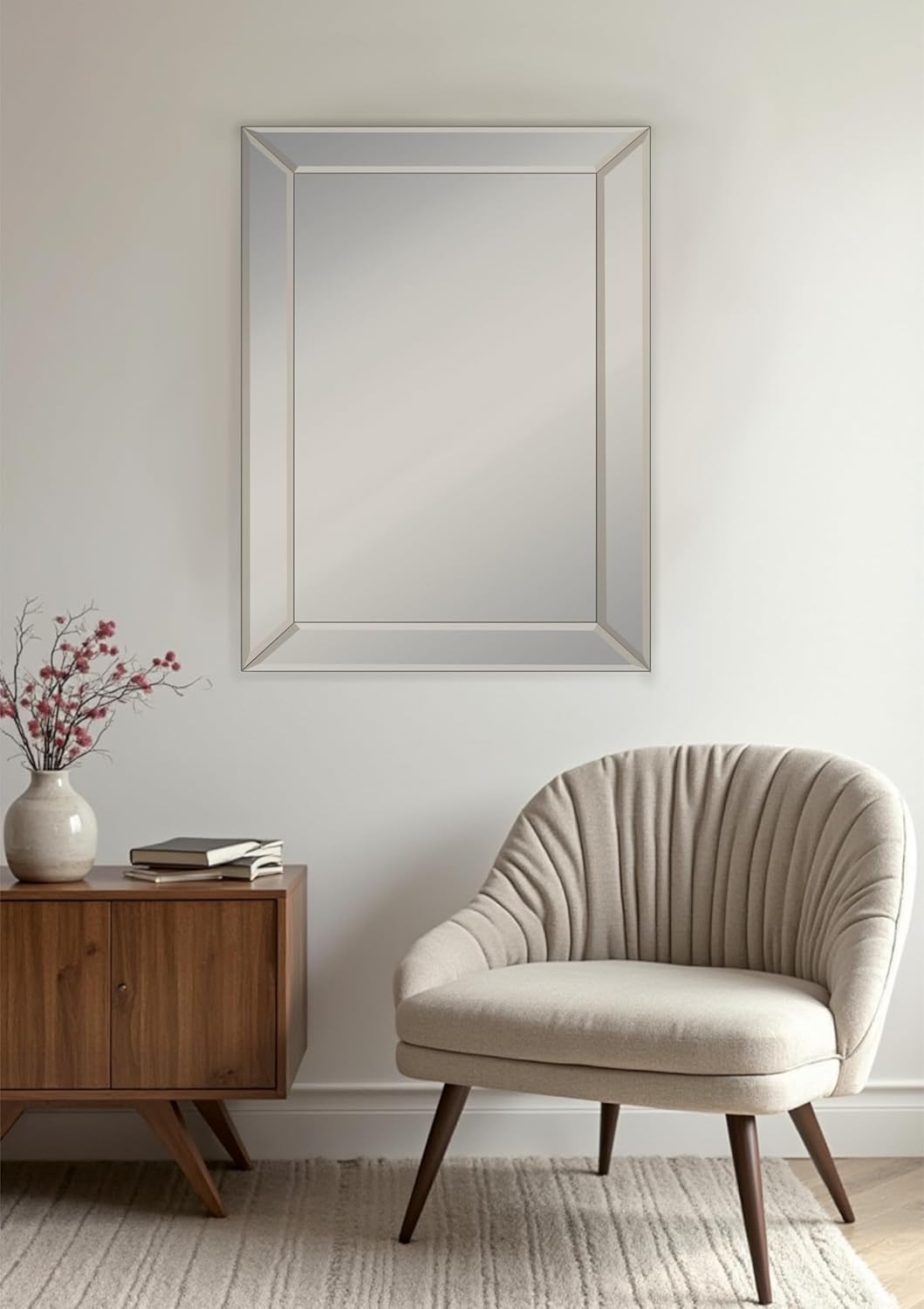 Mirrors and More 16x20 Frameless Rectangle Mirror, Polished Beveled Edge Glass, Vertical or Horizontal Vanity Mirror Wall Mounted, Distortion Free for Bathroom, Bedroom, Living Room, Entryways